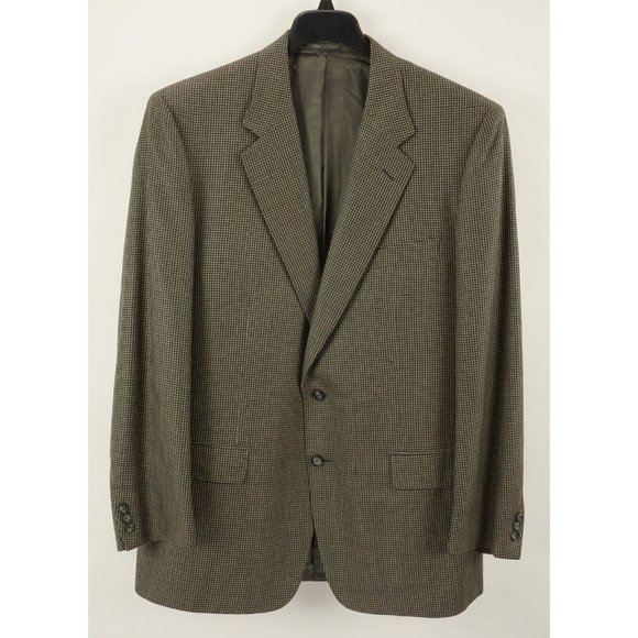 Corneliani Wool & Silk Men's 44L Blue Cream Woven Check Notch Sport Coat Blazer